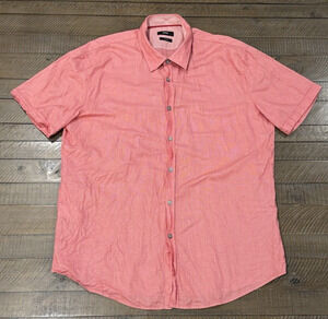 Boss Hugo Boss - Men’s Slim Fit - Red/Pink Button Up Short Sleeve - Size XXL